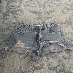PacSun Blue Jean Shorts Distressed Raw Hem